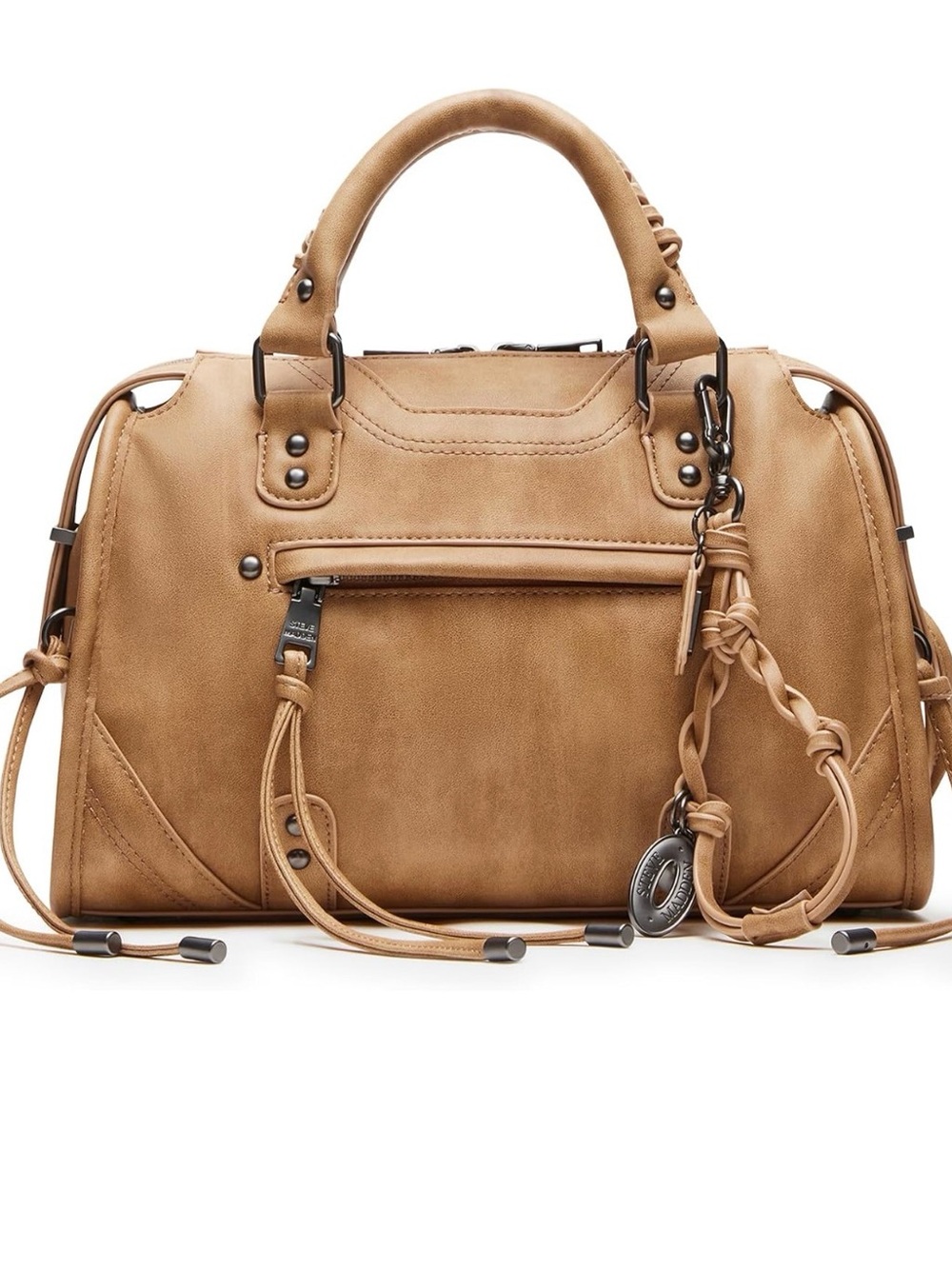 Steve Madden Tan Leatherette Satchel Handbag
